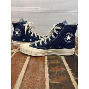 Converse Chuck Taylor All‎ Star 70s Hi Denim Tri-Panel Womans Sz 7.5 Up Cycled
